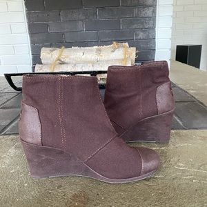 TOMS Brown Wedge Bootie